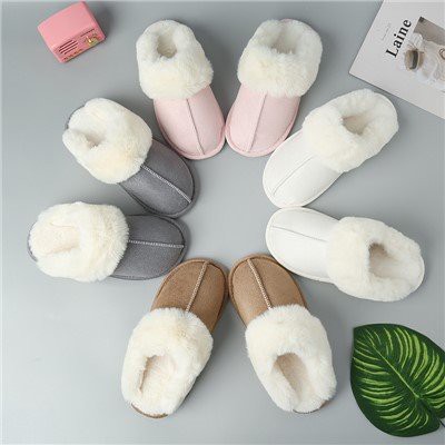 Winter Warm Slippers with Fuzzy Plush Lining Slip On House Shoes